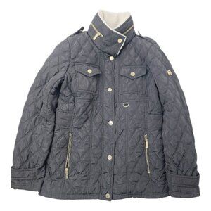 Michael Kors Women's Black Quilted Long Sleeve Sherpa Puffer Jacket Size M